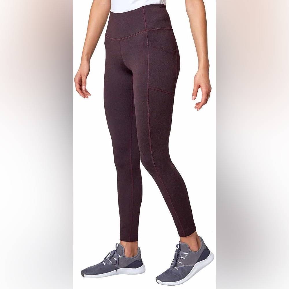 MONDETTA Womens Midweight Brushed Purple Jacquard Legging Size XL Pockets - Picture 16 of 16